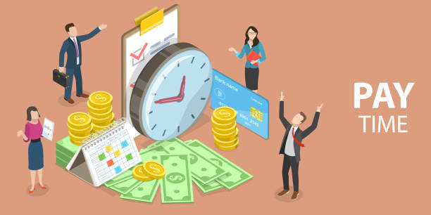 ilustrações de stock, clip art, desenhos animados e ícones de 3d isometric flat vector conceptual illustration of payment date - financial figures finance spreadsheet backgrounds