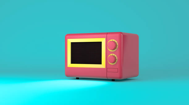 Realistic mock up of colorful microwave machine design