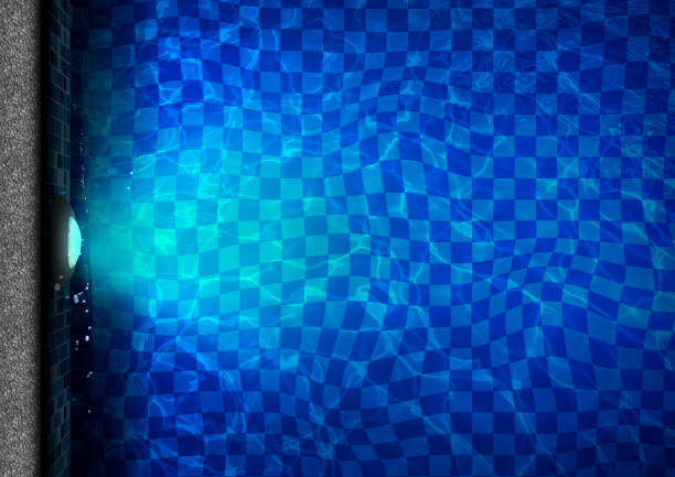 Transparent Clear Swimming Pool Top View Background with single led lights