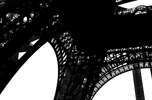 Eiffel Tower (contour)  in Paris, France   (on a white background)