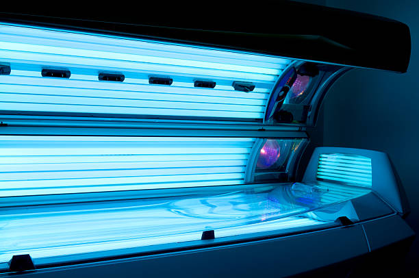 Tanning bed solarium Tanning bed solarium at health club spa. tanning bed stock pictures, royalty-free photos & images