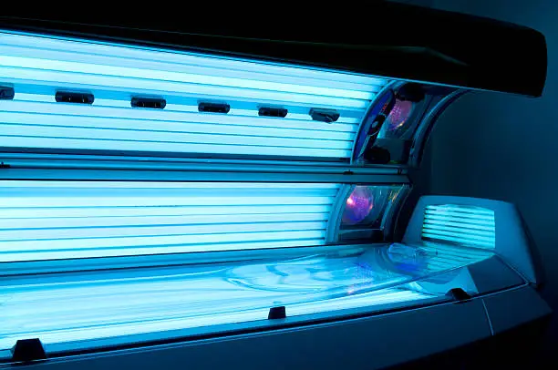 Tanning bed solarium at health club spa.