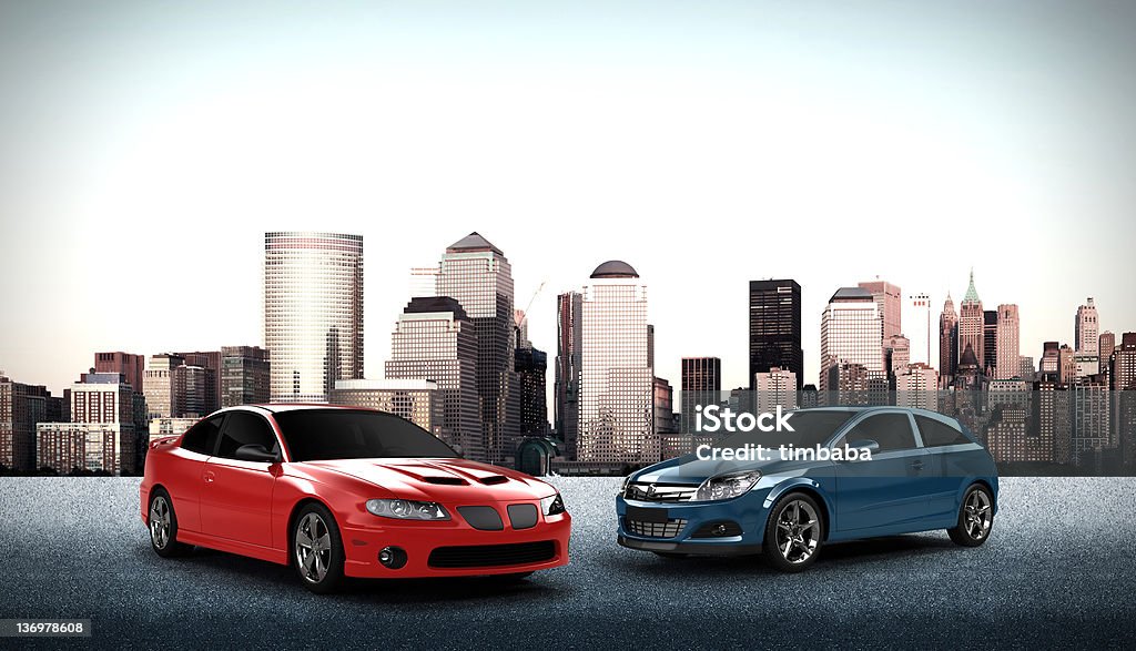 Samochody 3D renderowania - Zbiór zdjęć royalty-free (Asfalt)
