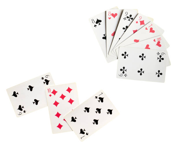 istock Playing cards close-up isolated on white background 1369787080