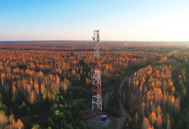 istock Mobile Tower installation. Cell site and Telecom Base Station. 1369788688