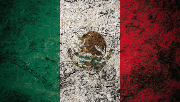 United Mexican States flag on stone background stock photo