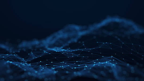 istock Abstract internet network technology concept of interconnected polygons with dark blue background. big data connection. 1369796660