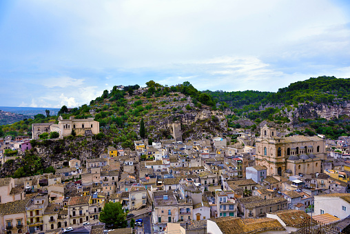 panorama of the old town of Scicli Sicily Italy