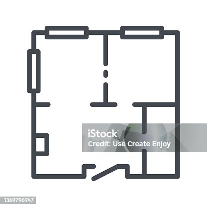 istock House layout. Construction line icon isolated on white transparent background. 1369796947
