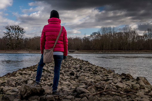 a woman and Rhine River