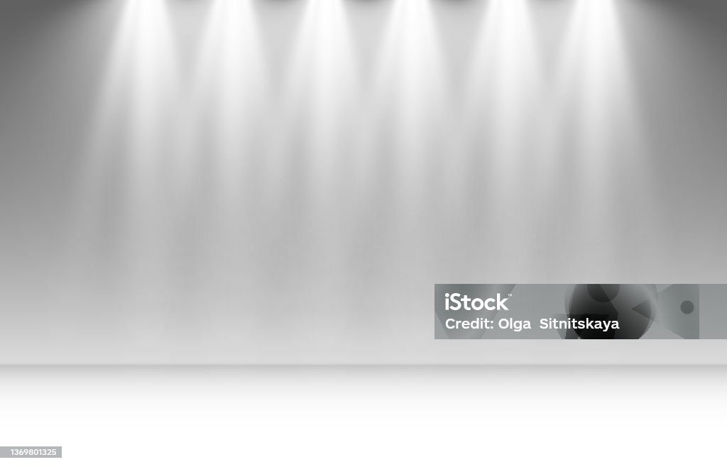 White stage with spotlight shining from above. background on transparent background. Spot Lit Stock Photo