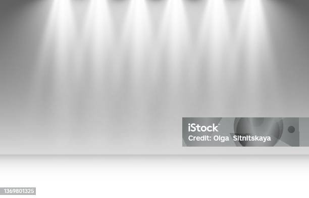 White Stage With Spotlight Shining From Above Background On Transparent Background Stock Photo - Download Image Now