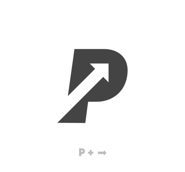 Letter P arrow logo template vector eps. Unique logo. vector abstract letter simple arrow target icon. Forward arrow, corporate identity. letter p logo stock illustrations