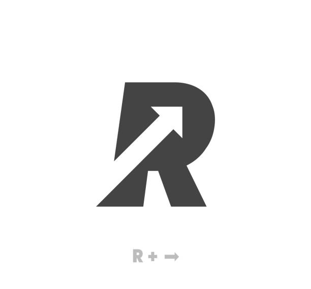 Letter R arrow logo template vector eps. Unique logo. vector abstract letter simple arrow target icon. Rising arrow. r arrow logo stock illustrations