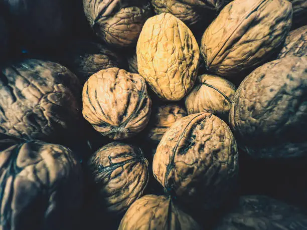 A close-up of some walnuts.