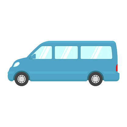 Minibus icon. Small passenger bus. Color silhouette. Side view. Vector simple flat graphic illustration. Isolated object on a white background. Isolate.