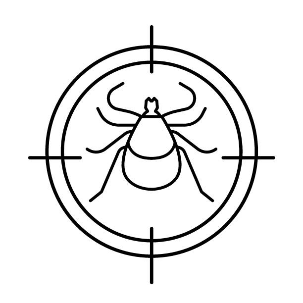 Anti tick sign. Insect protection icon. Editable vector illustration Anti tick sign. Insect protection icon. Tick-repellent spray pictogram. Insectifuge symbol. Editable vector illustration in black color isolated on a white background. pest control logos silhouette stock illustrations