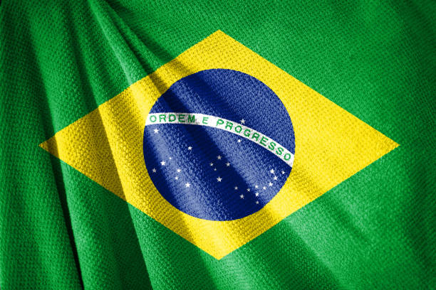 istock Brazil flag on towel surface illustration with 1369806452