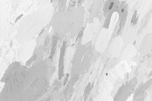Abstract brushstroke texture. Grey rough hand-painted backdrop. Artwork fragment close up — Old-fashioned wallpaper.