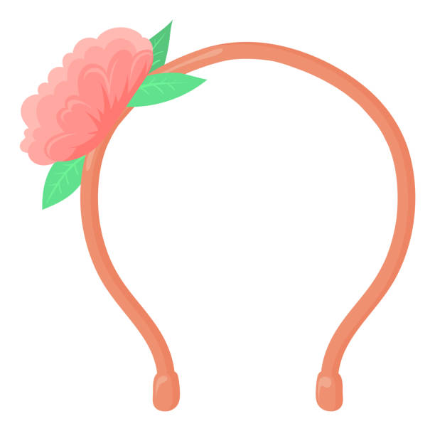 istock Cute headband with red flower. Cartoon hair accessory 1369811242