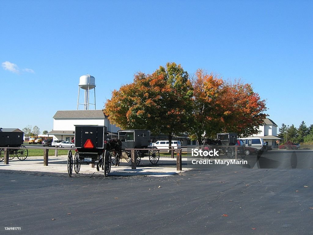 Buggies e Water Tower, Shipshawana - Foto de stock de Indiana royalty-free