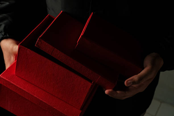 istock Red gift box. Saint Valentine. Copy space, Background. 1369818727