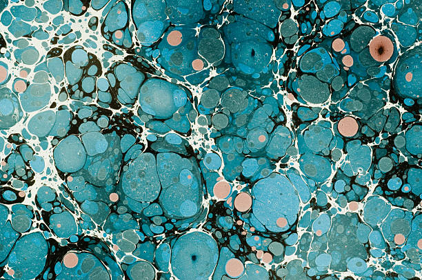 papel azul marmóreo - marbled effect paper pattern retro revival imagens e fotografias de stock