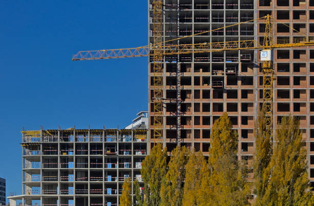istock Construction of modern apartment buildings. 1369825890