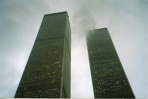 New York, USA - August 1, 2001: The Twin Towers in New York City, less than a month before they were attacked.