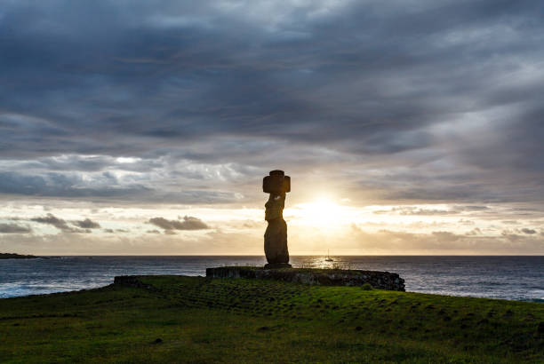 istock Sunset at Ahu Tahai, site with moai statues at Easter Island, Chile 1369833316