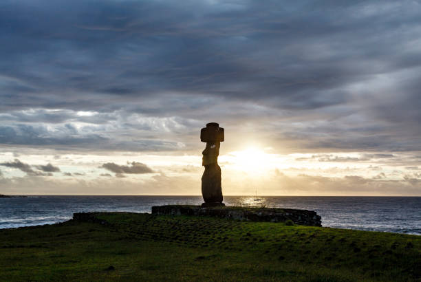 istock Sunset at Ahu Tahai, site with moai statues at Easter Island, Chile 1369833317