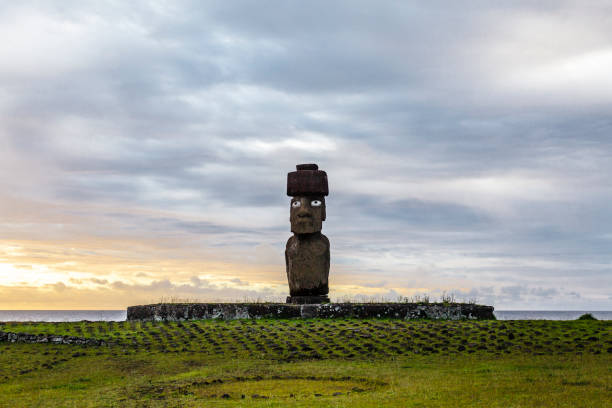 istock Sunset at Ahu Tahai, site with moai statues at Easter Island, Chile 1369833343