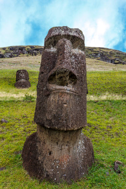 Maoi statue in the Rano Raraku Quarry at Easter Island, Chile, Polynesia