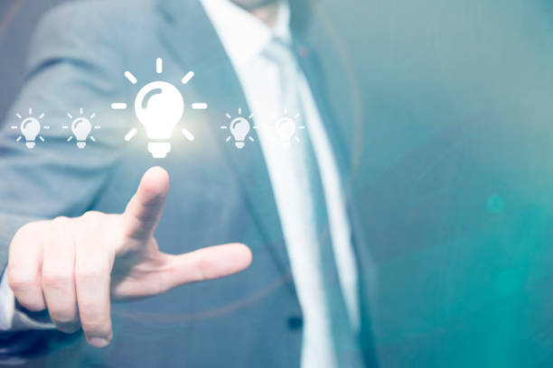 istock Businessman creative bright idea innovation business brainstorming 1369840125