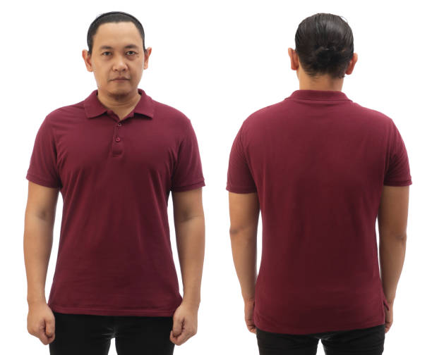 Blank Collared Shirt Mock Up Template Front And Back View Asian