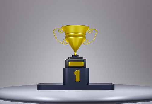 3D rendering of the 3D Trophy on the podium, matching your elegant content