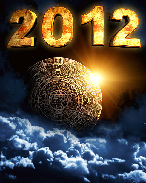 2012. Maya prophecy 2012. Maya prophecy. Vertical background with calendar and space cloud 2012 stock pictures, royalty-free photos & images