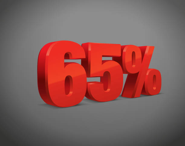 istock Percentage vector in red color, 65 percent stock illustration. Three Dimensional Illustration. 1369845054