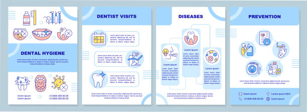 illustrations, cliparts, dessins animés et icônes de modèle de brochure bleue sur l’hygiène dentaire - dentist dental hygiene dental equipment care