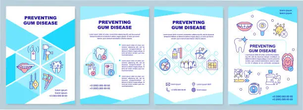 Vector illustration of Preventing gum disease turquoise brochure template
