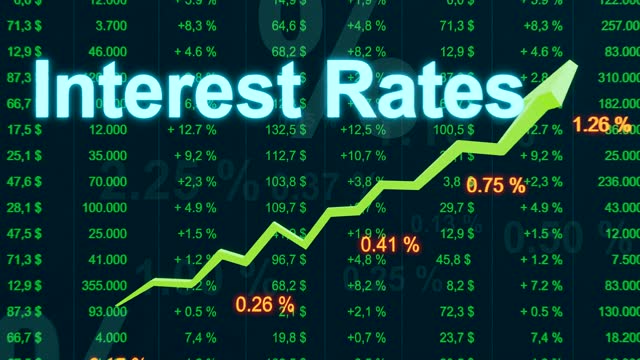 Increased interest rates. Banking, finance, inflation and mortgage rates concept.