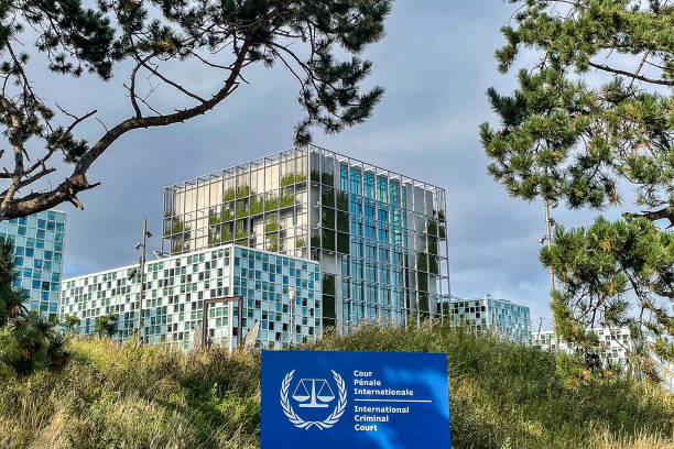 international criminal court icc in the hague - den haag stockfoto's en -beelden