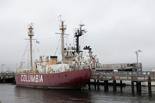 Astoria, USA - September 5, 2021. Ships at Columbia River Maritime Museum, Astoria, Oregon, USA