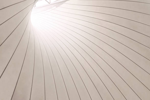 Abstract background curved lines pattern of big white fabric marquee tent, view from inside and bottom view