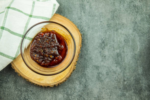 istock Thai chili paste in bowl glass. 1369861936
