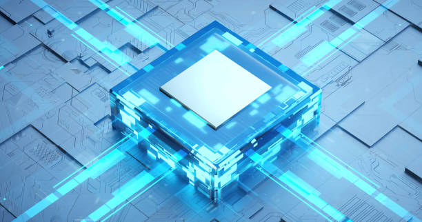 istock 3D rendering of cyberpunk AI. Circuit board. Technology background. Central Computer Processors CPU and GPU concept. Motherboard digital chip. Tech science background. 1369865883