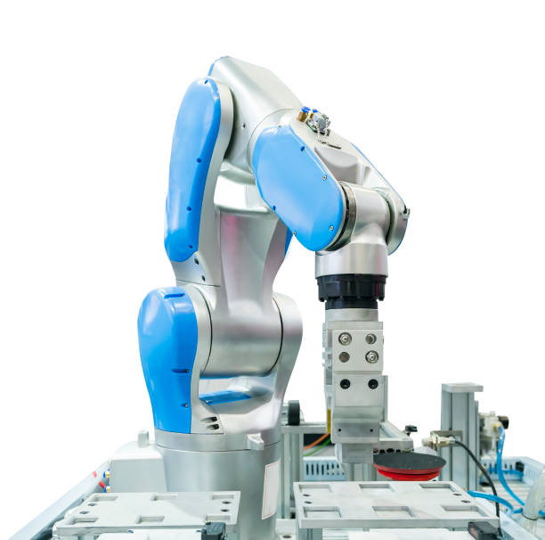 istock Industry robotic arm isolated on white background 1369870182