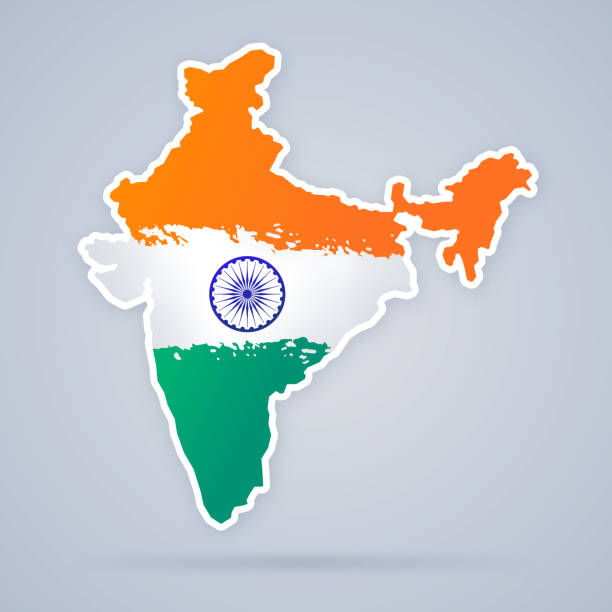 ilustraciones, imágenes clip art, dibujos animados e iconos de stock de mapa de bandera de la india - indian flag flag india indian culture