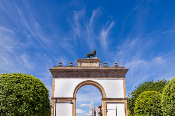 Leon landmark tourist attraction, monument Triumphal Arch of the City of Leon near historic city center stock photo