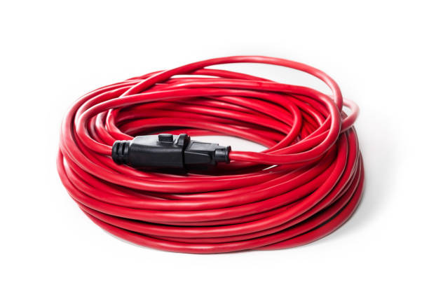 istock 100 feet extension cord, bundled up. 1369877786